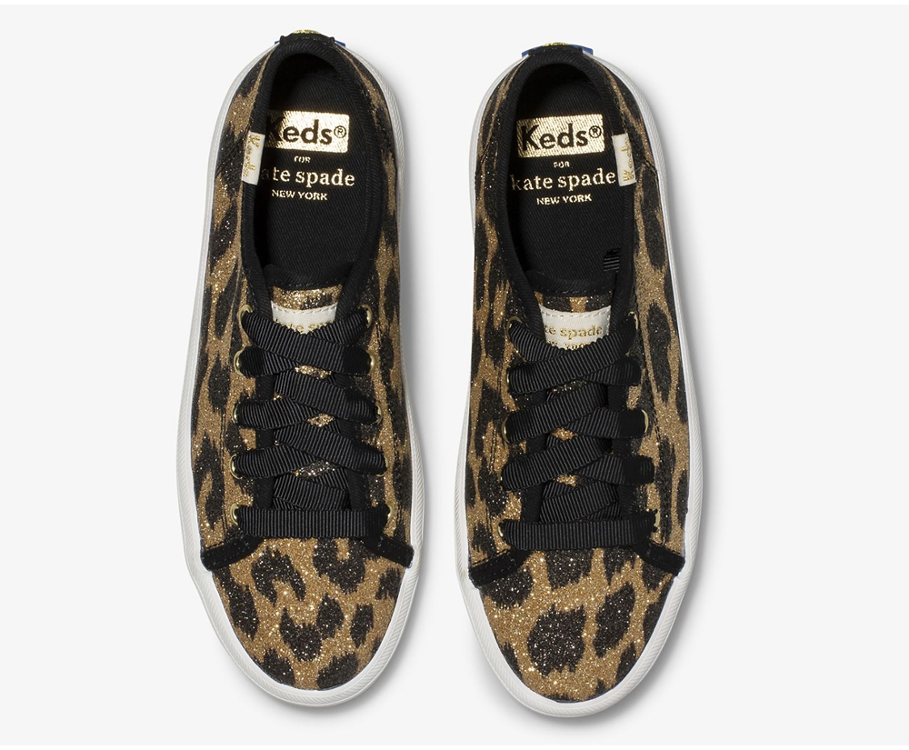 Kids Keds Sneakers - Kate Spade new york Kickstart Glitter Leopard - Leopard - 1205-QPWHU